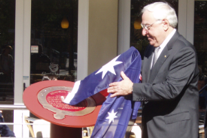 A new plaque being unveiled.